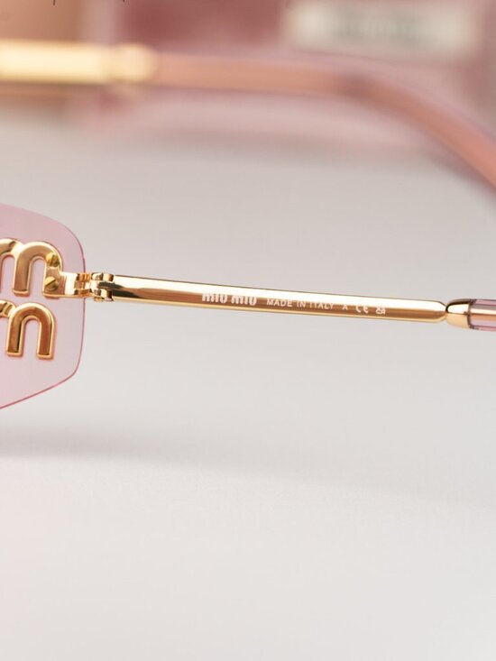 Miu Miu Women Sunglasses Gold Pink Mirror Rectangle MUA51S 5AK90Y NEW AUTHENTIC